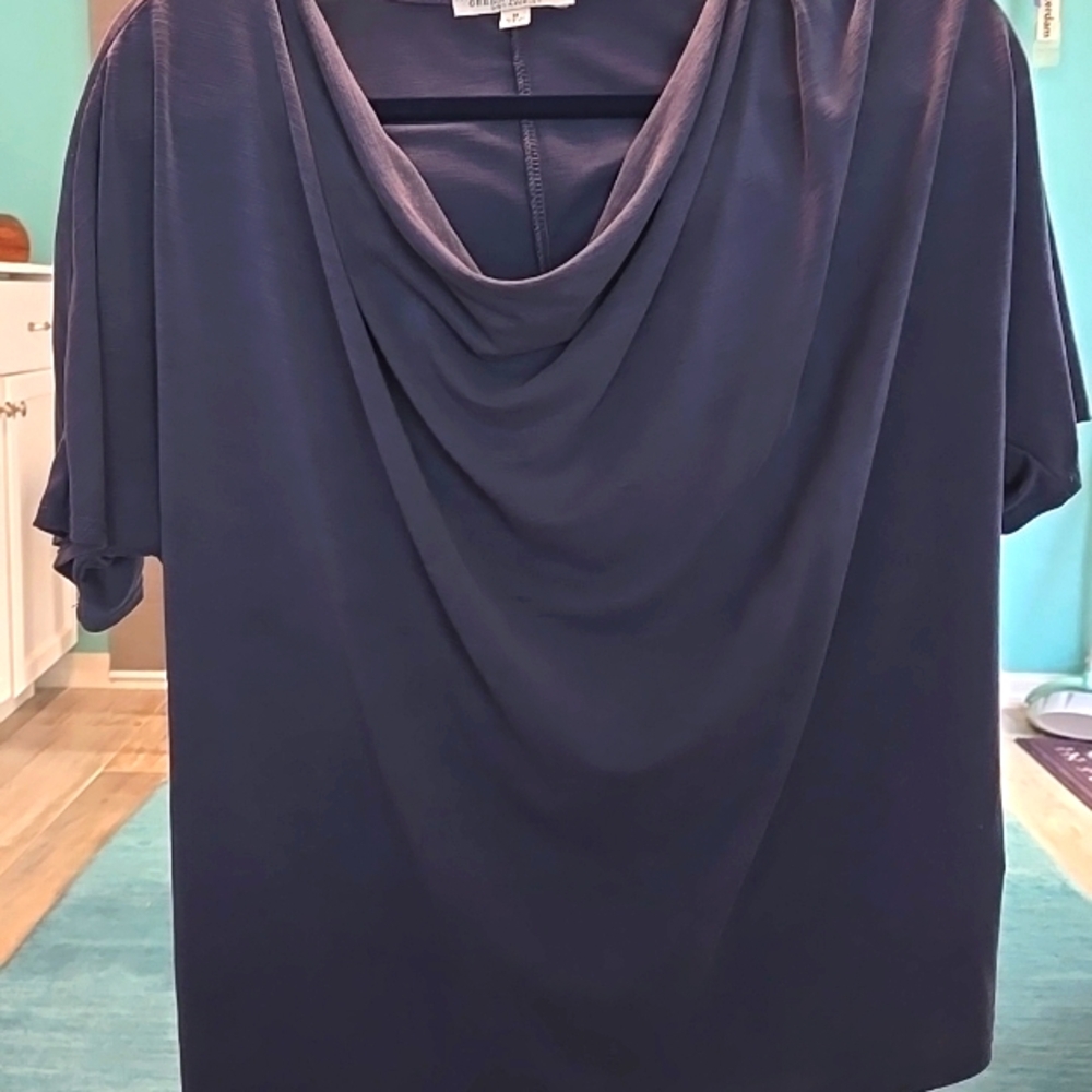 GREEN Envelope Blue Drape Neck Tee